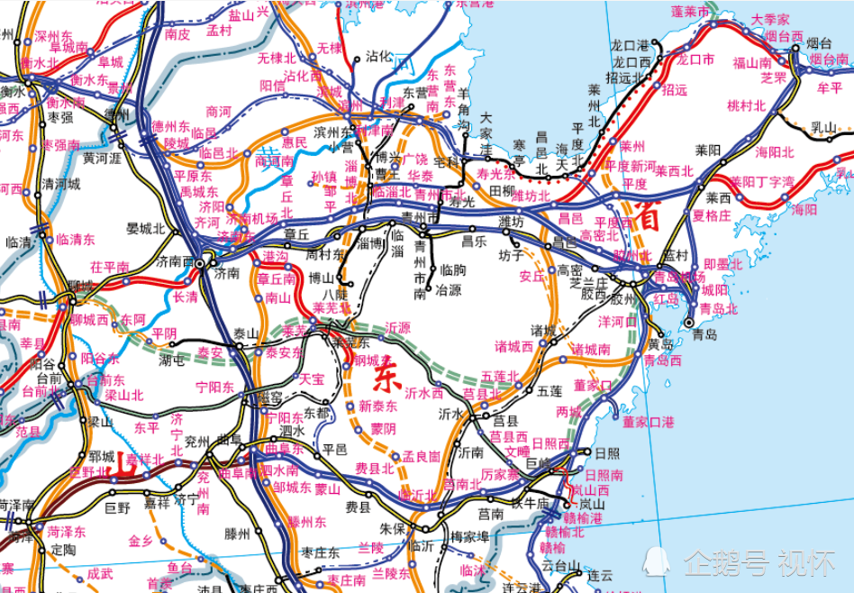 最新山东铁路地图,最新版山东铁路网络图